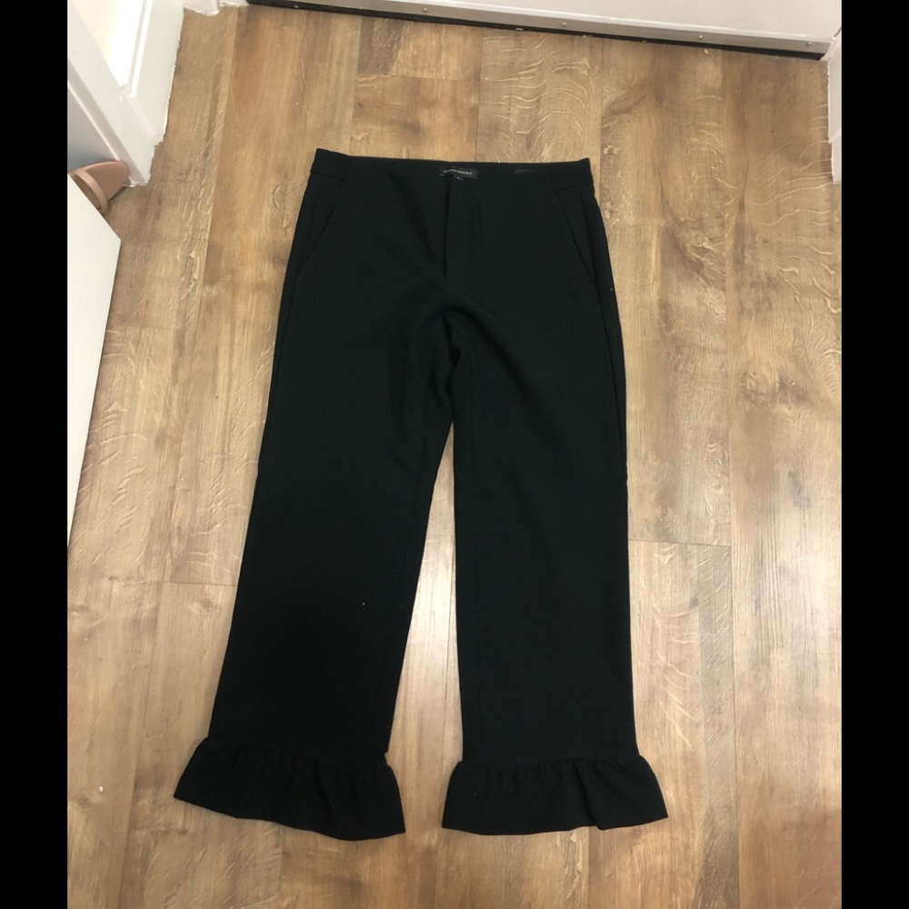 Black dress pants with ruffle flare bottom